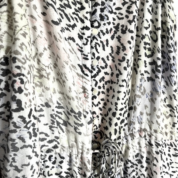 RAILS Frida Linen Rainbow Cheetah Print Ruffled Midi Dress - Size M - Picture 7 of 10